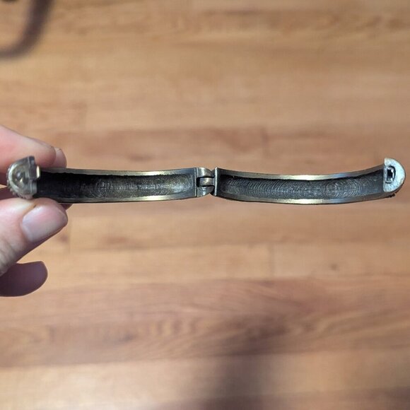 Vintage Enamel Metal Bangle Bracelet Hinged Boho Art Deco Victorian Stars - Picture 3 of 7